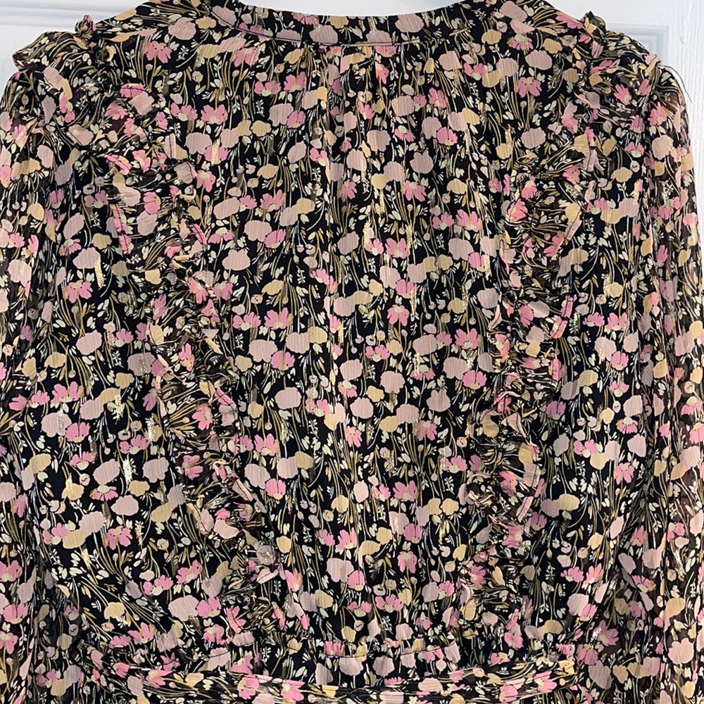 NEW Floral Lauren Conrad Ruffle Dress GOLD detail - Picture 8 of 10